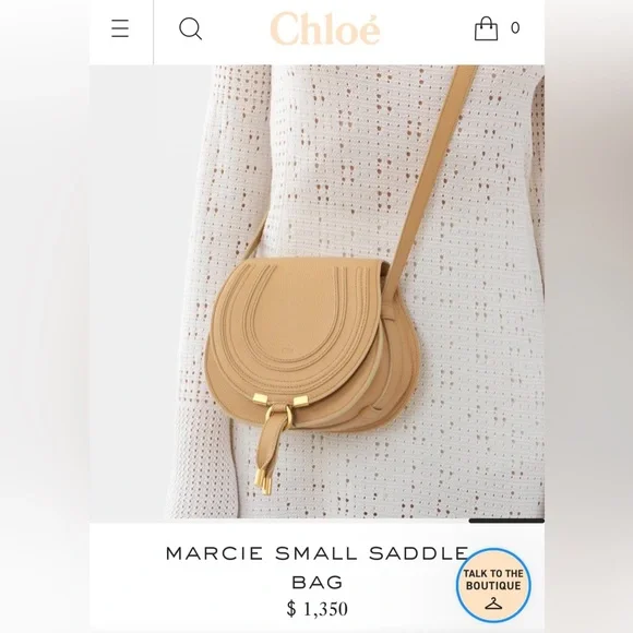 ❌SOLD❌ NEW CHLOE MARCIE TAN LEATHER SMALL SADDLE CROSSBODY BAG PURSE NWT - Picture 5 of 16